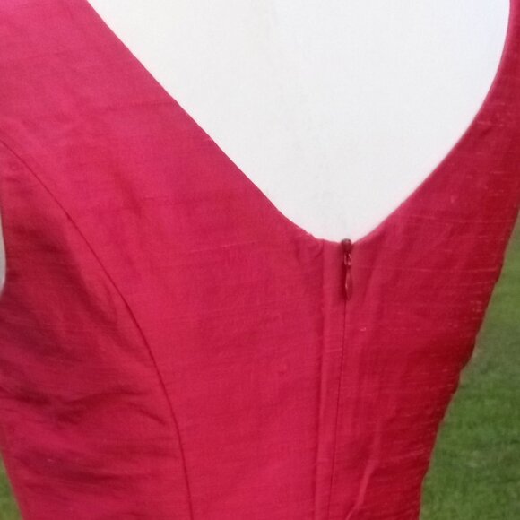 Vintage Mica Shift Dress Pink Orange Size 4 Silk - Picture 5 of 7